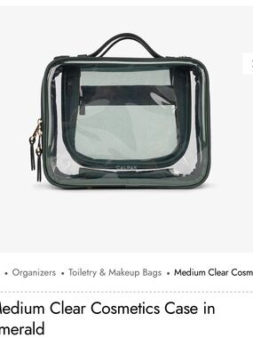 Calpak Clear Cosmetic Organizer with Dark Green Trim